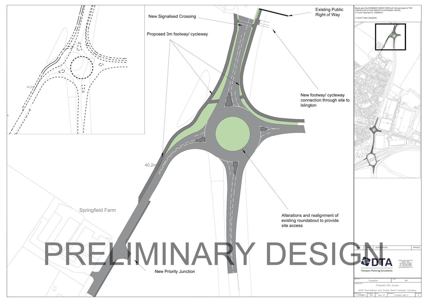 Preliminary design of enhanced access from A605